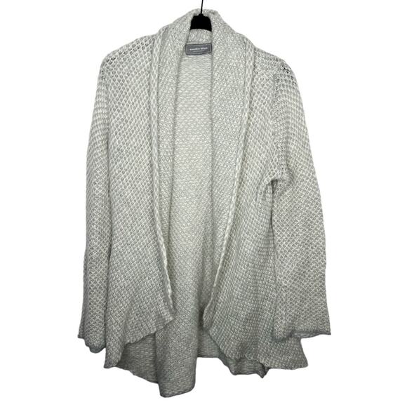 WOODEN SHIPS / gray white mohair wool blend soft open front cardigan sweater / M - Picture 1 of 6
